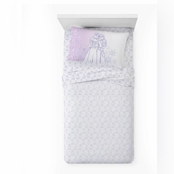 Frozen Winter Frost Adventures 3-Piece Twin Sheet Set, White & Purple, Disney - Picture 3 of 5